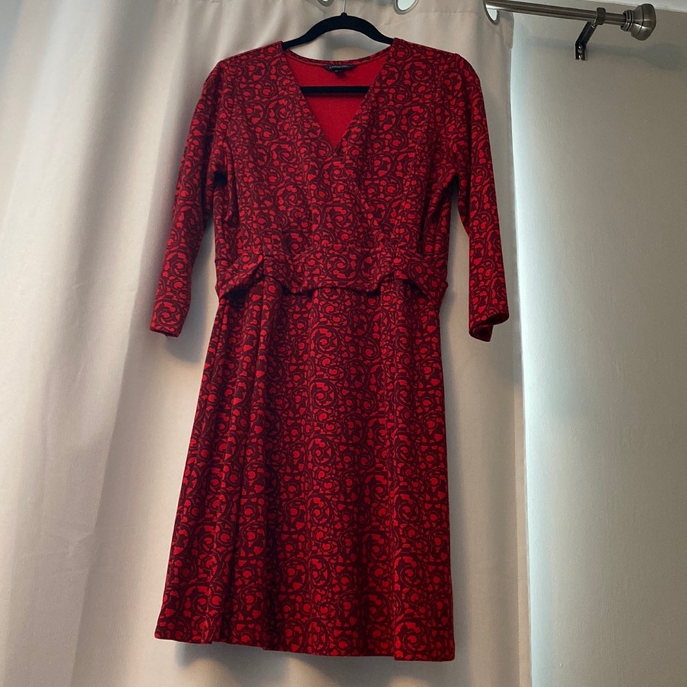 Lands’ End red patterned dress Size M (10-12)